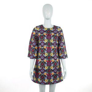 Alice + Olivia Multicolor Floral Mosaic Mini Dress - Navy, Yellow, Purple, Red
